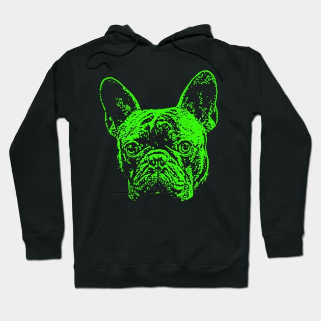 Green French Bulldog Hoodie by childofthecorn